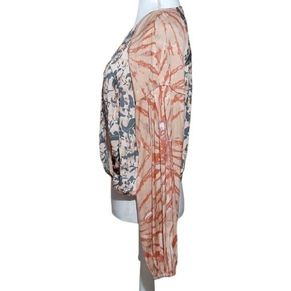 Free People Cruisin' Together Women's Printed Neutral Long Sleeve Top Sz Small - Picture 7 of 11